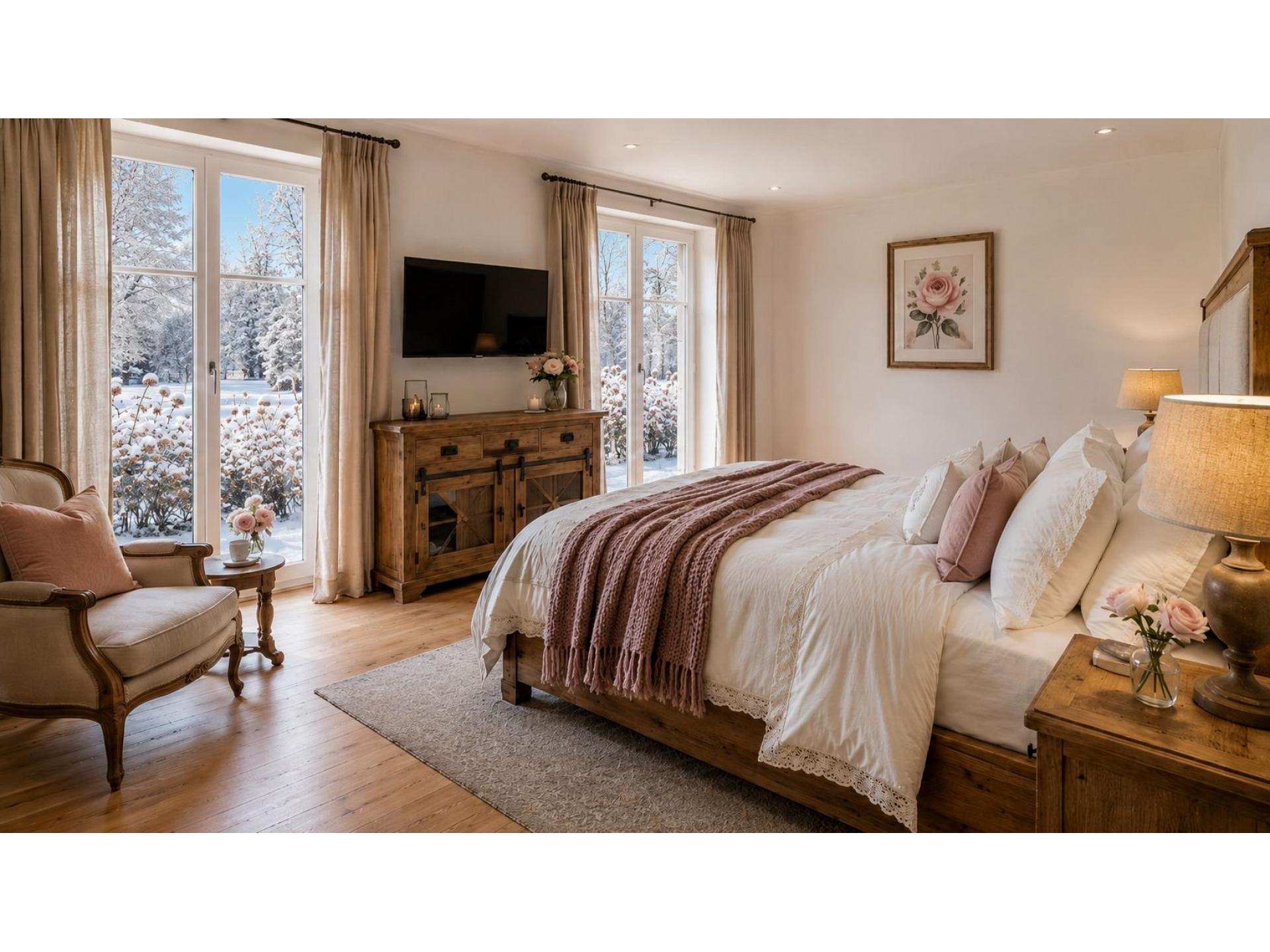 Schlafzimmer im Winter